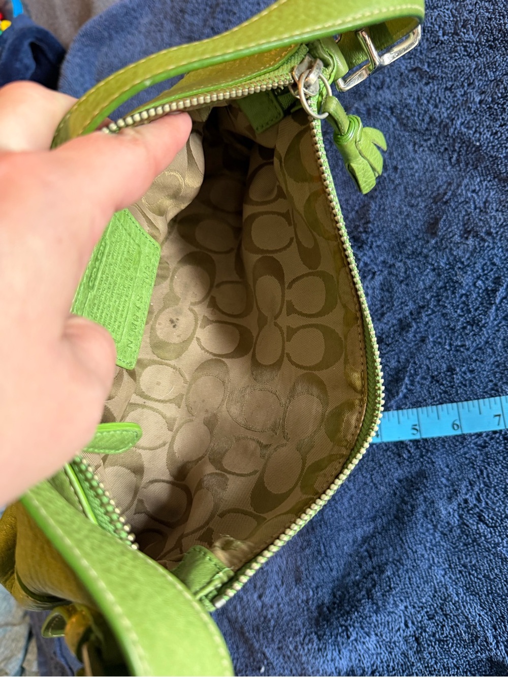 Y2K Coach Green Leather Shoulder Bag - Picture 5 of 6